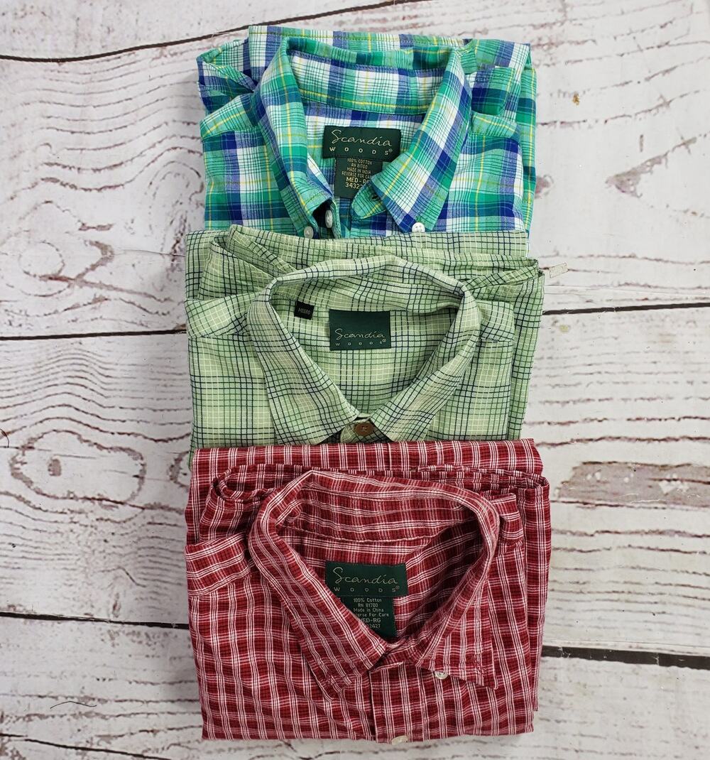 Scandia Woods Men's Lot Of 3 Cotton Short Sleeve Shirt Size Medium